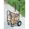 Gardenised Black Firewood Log Caddy Wood Rack Stacking Holder Storage Cart Mover with Cover QI003733